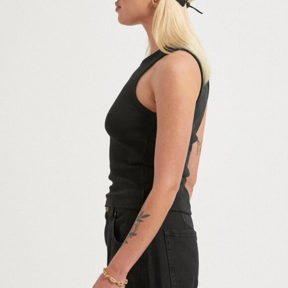 NWT Afends - Lydia - Women's Hemp Ribbed Black Tank Top - Size Small - Picture 7 of 9